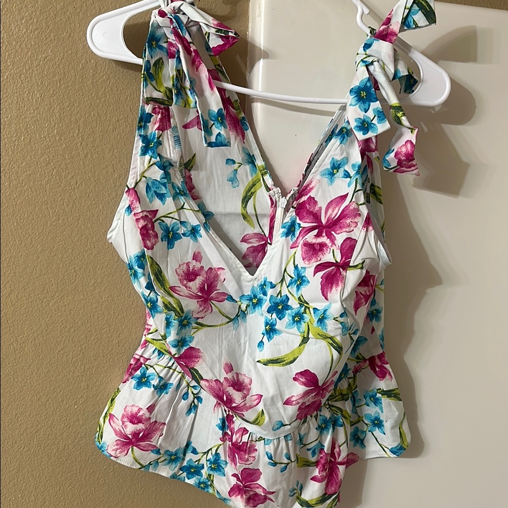 Floral Sleeveless Top with Bow Straps